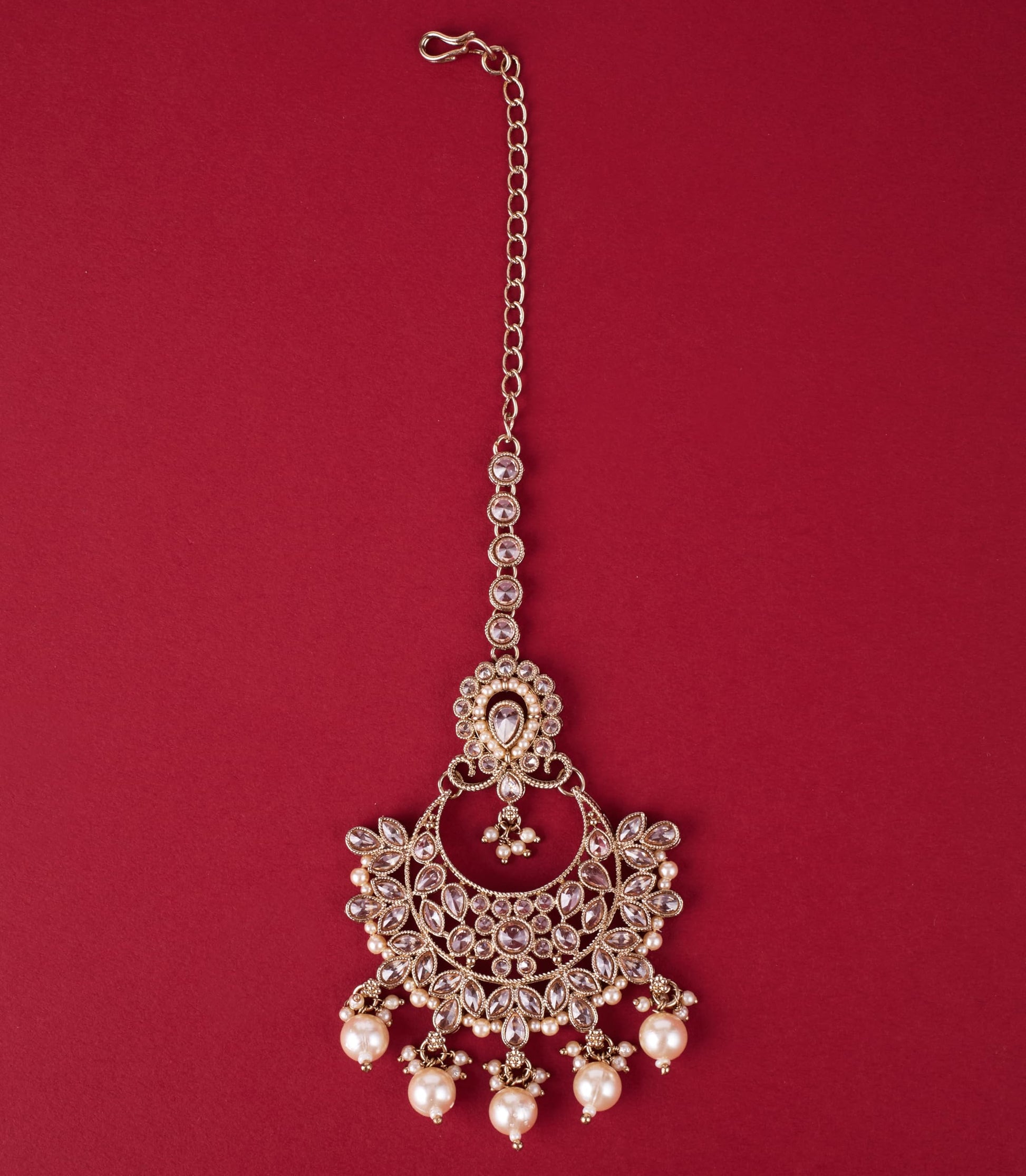 Saloni Fashion Jewellery Luxurious Oval and Flower Shape Mother of Pearl Brown Uncut Kundan Stone Antique Gold Plated Choker and Long Haram Jewllery Sets For Women and Girls