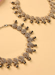 Saloni Fashion Jewellery Delightful Flower Design with Golden Ball Brown Kundan Stone Antique Gold Plated Set of 2 Anklet(Payal) For Women and Girls - view 3