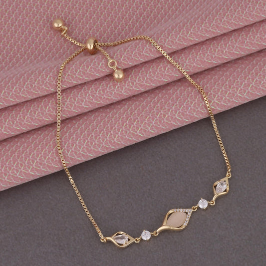 Saloni Fashion Jewellery Stylish Unique Design Gold Plated Free Size Charm Bracelet For Women