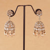 Flower Shape Peach Uncut Kundan Stone Antique Gold Plated Jhumki Earring