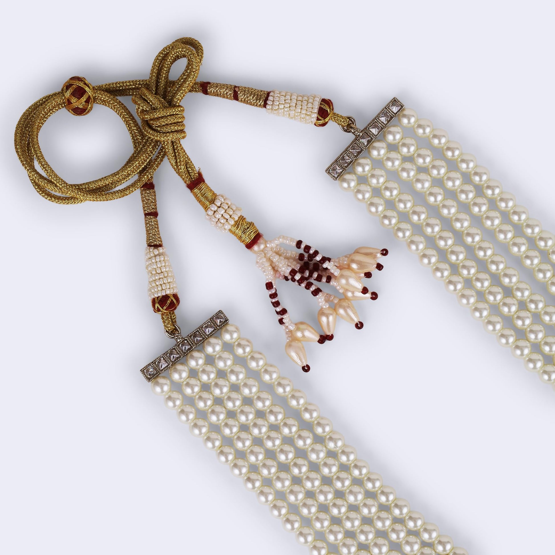 Saloni Fashion Jewellery Freshwater Big Pearl 5 Layered Gold Plated Moti Mala Necklace