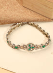 Saloni Fashion Jewellery Beautiful Flower Design and Pearl Green Kundan Stone Antique Gold Plated Mathapatti(Sheeshphool) For Women and Girls