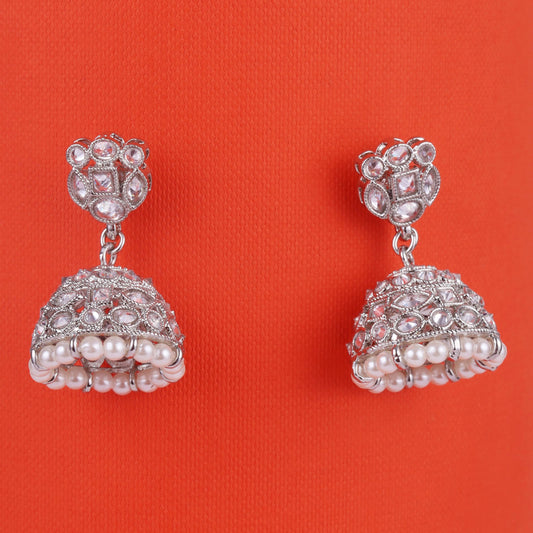 Saloni Fashion Jewellery Charming Round Shape Silver Plated Jhumki Earring For Women and Girls