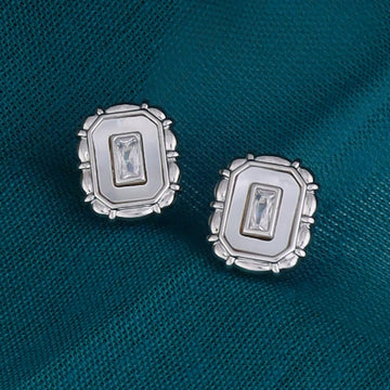 Saloni Fashion Jewellery Classy Squire Shape Silver Plated Stud Earring For Women