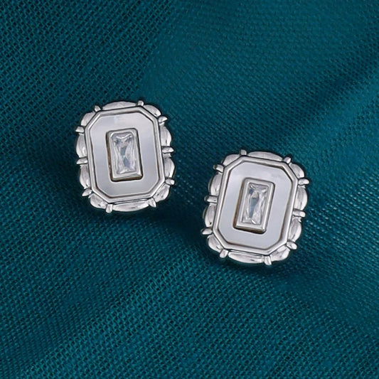 Saloni Fashion Jewellery Classy Squire Shape Silver Plated Stud Earring For Women