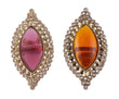Saloni Fashion Jewellery Lavish Oval Shape Center Pink Stone Gold Plated Set of 2 Combo Adjustable Finger Ring For Women - view 2