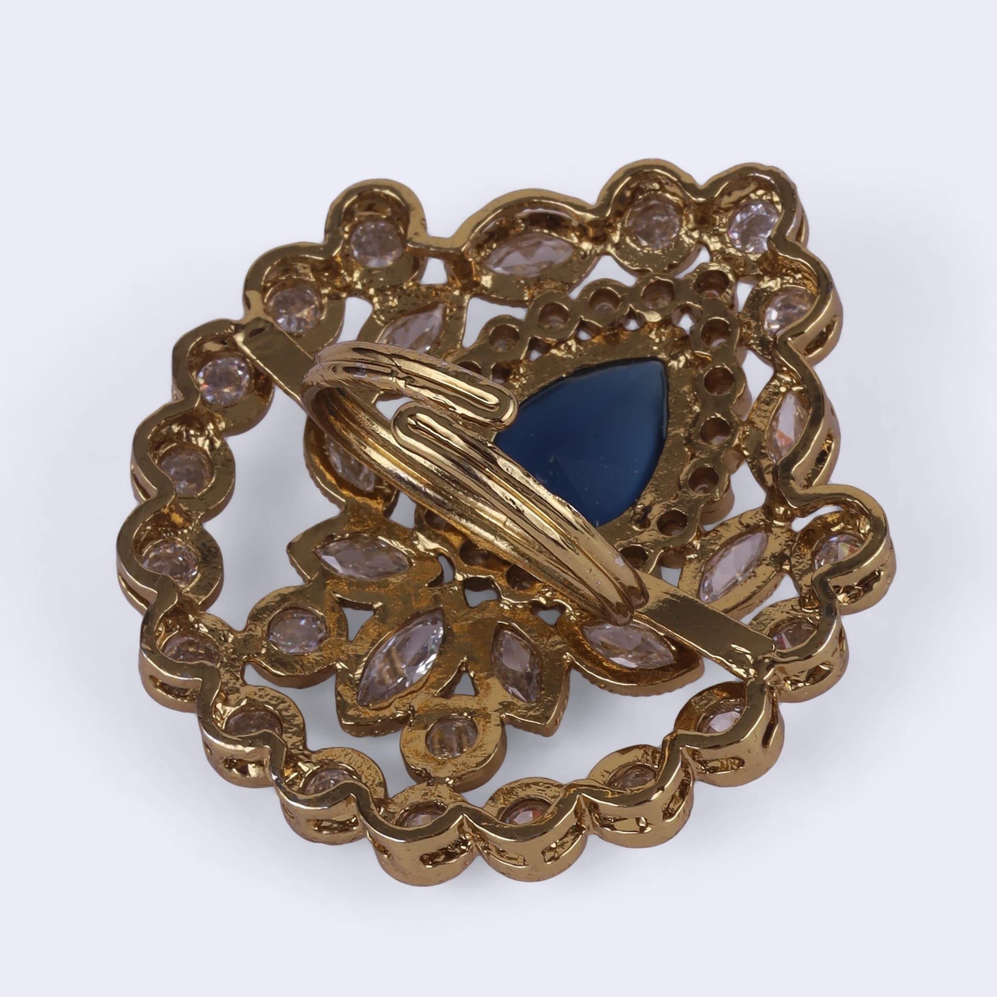 Saloni Fashion Jewellery Classy Oval Shape Gold Plated Adjustable Finger Ring For Women and Girls