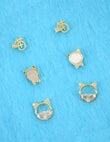 Saloni Fashion Jewellery Round Shape CZ Brass Gold Plated Set of 3 Combo Stud Earring For Women and Girls