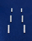 Saloni Fashion Jewellery Straight Bar CZ Brass Silver Plated Set of 3 Combo Stud Earring For Women and Girls
