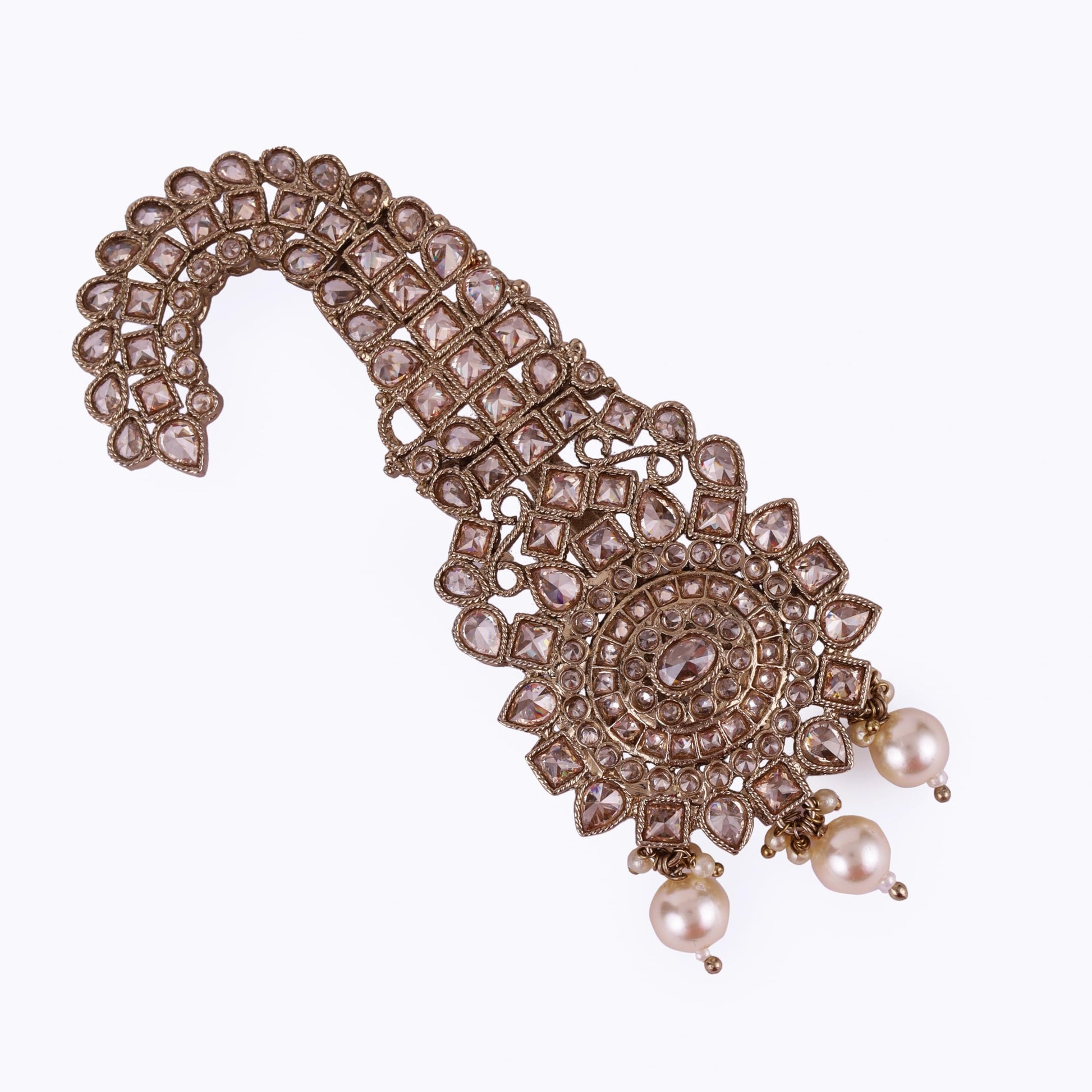 Saloni Fashion Jewellery Traditional Glimmery Round and Oval Shape Gold Plated Pagdi Wedding Safa kalgi For Groom