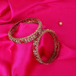Saloni Fashion Jewellery Graceful Beads Oval Shape Stone Antique Gold Plated Set Of 2 Bangles For Women