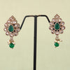 Oval Shape Green Uncut Kundan Stone Antique Gold Plated Jhumki Earring