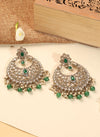Chandelier Shape Green Kundan Stone Antique Gold Plated Chandelier Earring
