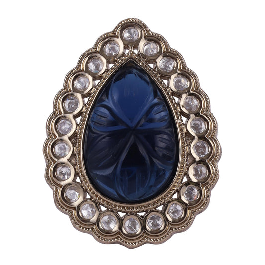 Saloni Fashion Jewellery Attractive Oval Shape Gold Plated Adjustable Finger Ring For Women and Girls