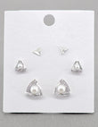 Saloni Fashion Jewellery Splendid Triangle Shape CZ Brass Silver Plated Set of 3 Combo Stud Earring For Women and Girls - view 4
