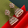 Designer Oval Shape Sky Blue Uncut Kundan Stone Antique Gold Plated Jhumki Earring