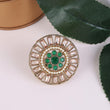 Saloni Fashion Jewellery Round Design Green and Grey Stone Gold Plated Set of 2 Combo Brass Adjustable Finger Ring For Women