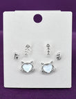 Saloni Fashion Jewellery Modish Heart Shape CZ Brass Silver Plated Set of 3 Combo Stud Earring For Women and Girls