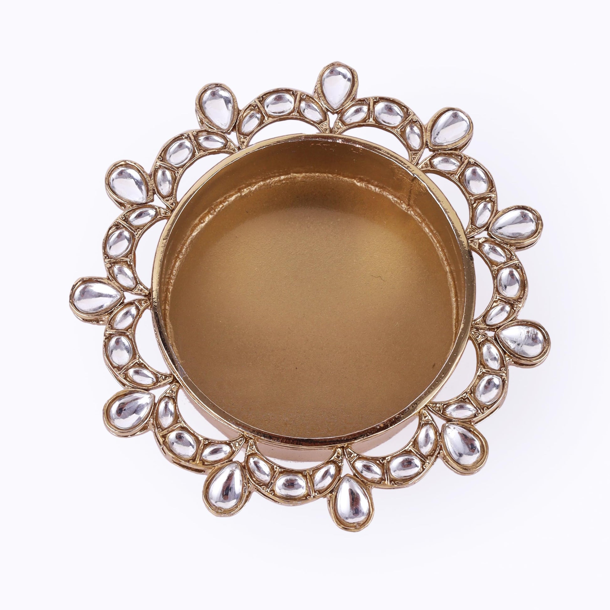 Saloni Fashion Jewellery Traditional Appealing Half Moon and Oval Shape Brass Gold Plated Festival Decorative Deep / Diya