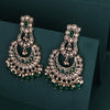 Pear and Chandelier Shape Mother of Pearl Green Uncut Kundan Stone Antique Gold Plated Earring
