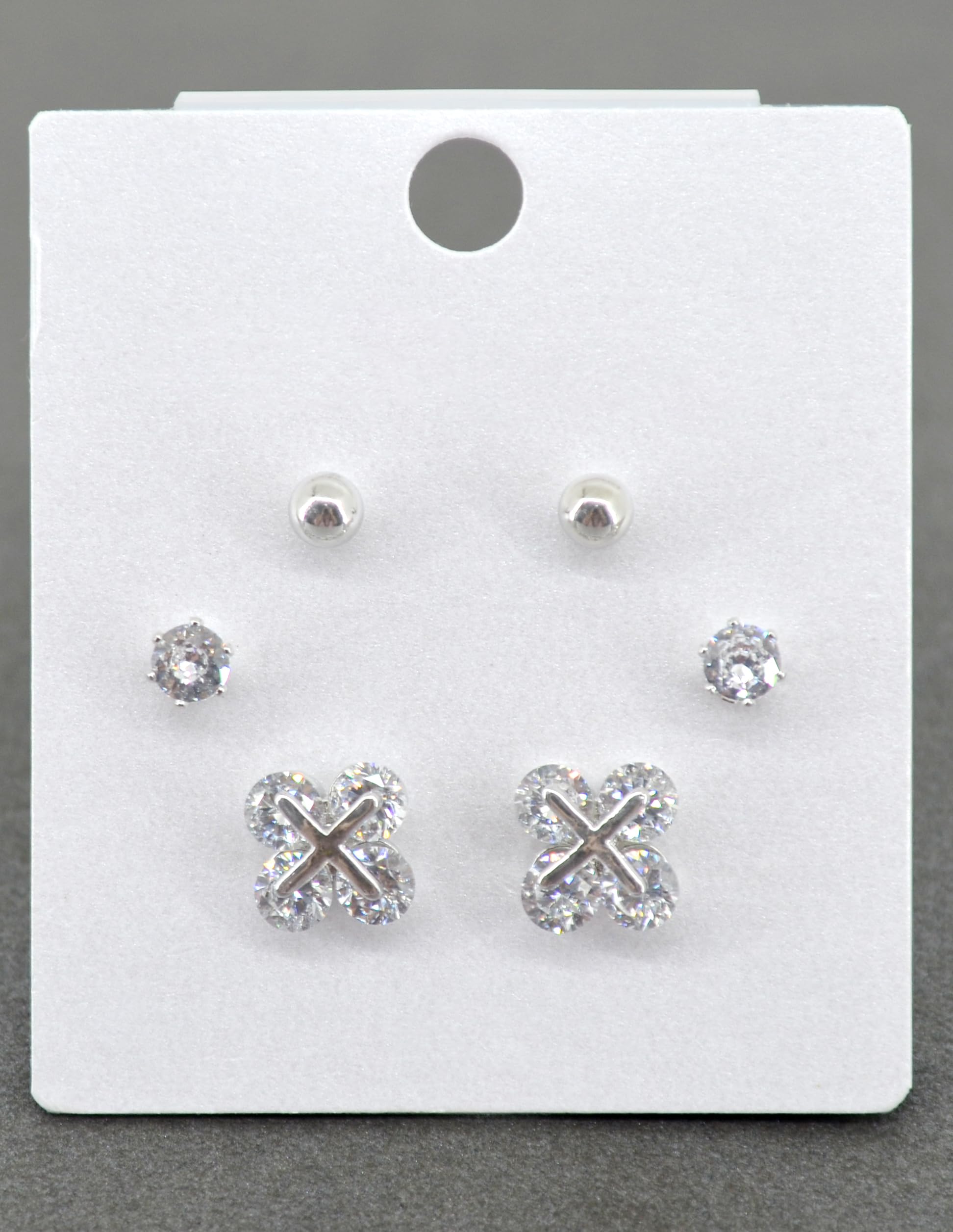 Saloni Fashion Jewellery Royal Flower Design CZ Brass Silver Plated Set of 3 Combo Stud Earring For Women and Girls