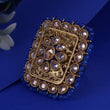Saloni Fashion Jewellery Admirable Square and Oval Shape Gold Plated Set of 2 Combo Adjustable Finger Ring For Women and Girls