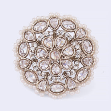 Saloni Fashion Jewellery Graceful Round and Oval Shape Gold Plated Adjustable Finger Ring For Women