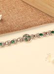Saloni Fashion Jewellery Beautiful Flower Design and Pearl Green Kundan Stone Antique Gold Plated Mathapatti(Sheeshphool) For Women and Girls - view 4