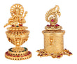 Saloni Fashion Jewellery Traditional Lord Ganesha and Peacock Design Gold Plated Brass Set of 2 Combo Sindoor Dani/Dibbi For Women - view 2
