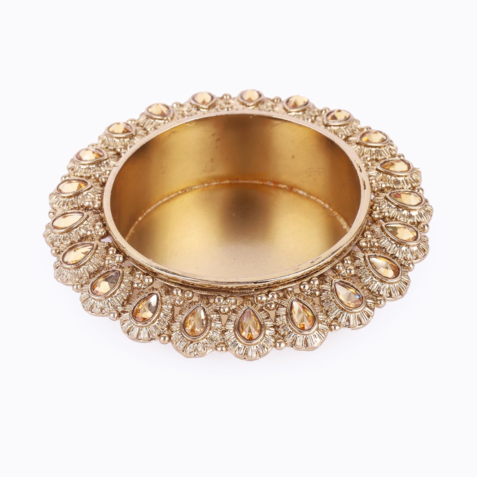 Saloni Fashion Jewellery Traditional Beautiful Round and Oval Shape Brass Gold Plated Festival Decorative Deep / Diya