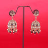 Flower Shape Black Uncut Kundan Stone Antique Gold Plated Jhumki Earring