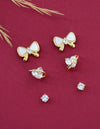 Butterfly and Heart Shape Kundan Brass Gold Plated Set of 3 Combo Stud Earring