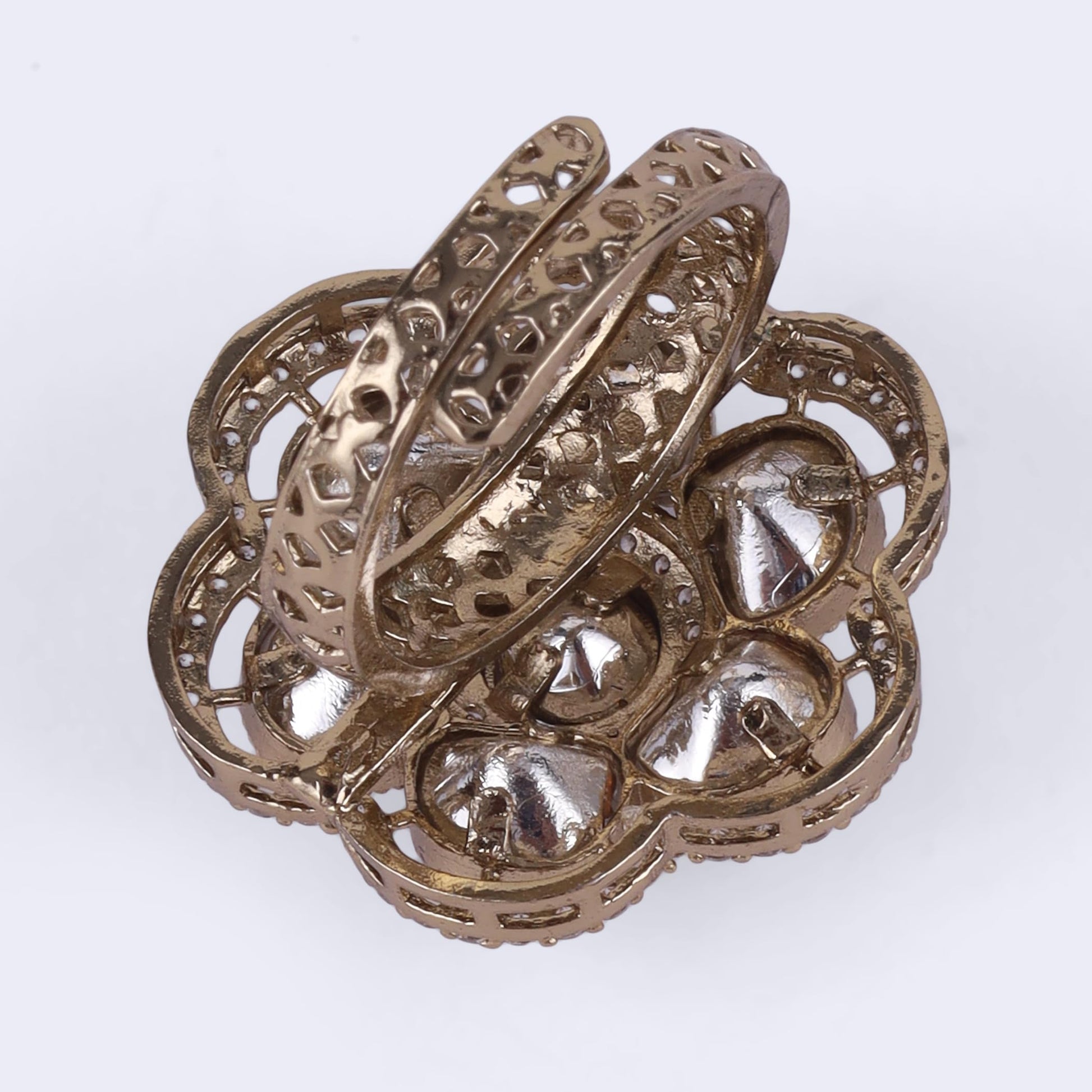 Saloni Fashion Jewellery Amazing Square and Oval Shape Gold Plated Adjustable Finger Ring For Women and Girls