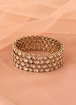 Saloni Fashion Jewellery Splendid Circle and Round White Kundan Stone Antique Gold Plated Set Of 4 Bangle Set For Women and Girls - view 5