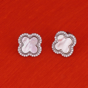 Saloni Fashion Jewellery Western Style Leaf Design Silver Plated Stud Earring For Women