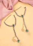 Saloni Fashion Jewellery Ethnic Flower and Oval Shape Pearl Green Kundan Stone Antique Gold Plated Set of 2 Brass Hathpaan(Hathphool) For Women and Girls - view 3
