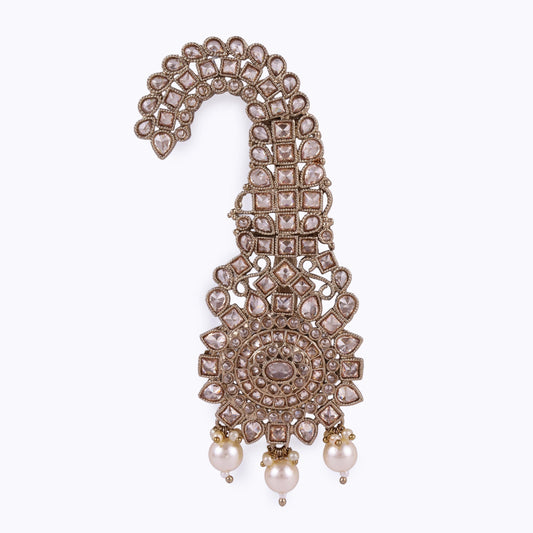 Saloni Fashion Jewellery Traditional Glimmery Round and Oval Shape Gold Plated Pagdi Wedding Safa kalgi For Groom