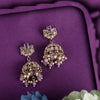 Flower Design Purple Uncut Kundan Stone Antique Gold Plated Jhumki Earring
