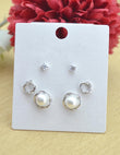 Saloni Fashion Jewellery Round Shape Mother of Pearl Combo of 3 Silver Plated Stud Earring For Women and Girls - view 3