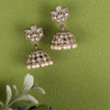 Flower Design White Uncut Kundan Stone Antique Gold Plated Jhumki Earring