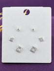 Saloni Fashion Jewellery Triangle Shape CZ Brass Silver Plated Set of 3 Combo Stud Earring For Women and Girls - view 4