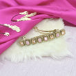 Saloni Fashion Jewellery Smooth Round Shape Pink Kundan Antique Gold Plated Hair Clip For Women and Girls