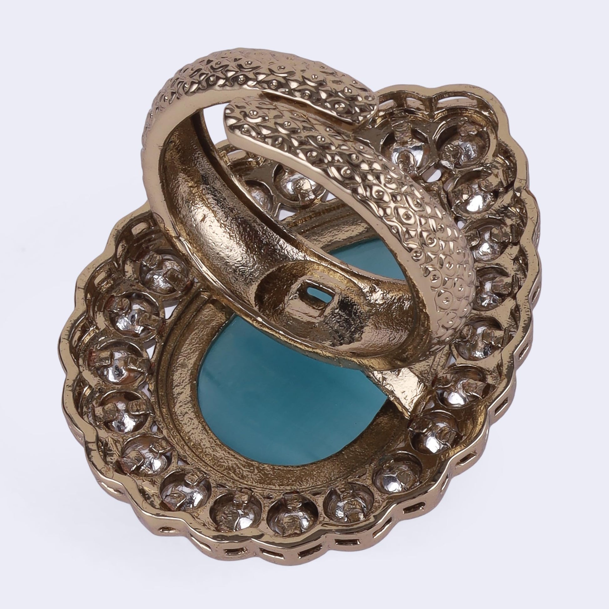 Saloni Fashion Jewellery Charming Oval Shape Gold Plated Adjustable Finger Ring For Women and Girls