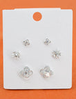 Saloni Fashion Jewellery Heart and Flower Shape CZ Brass Silver Plated Set of 3 Combo Stud Earring For Women and Girls