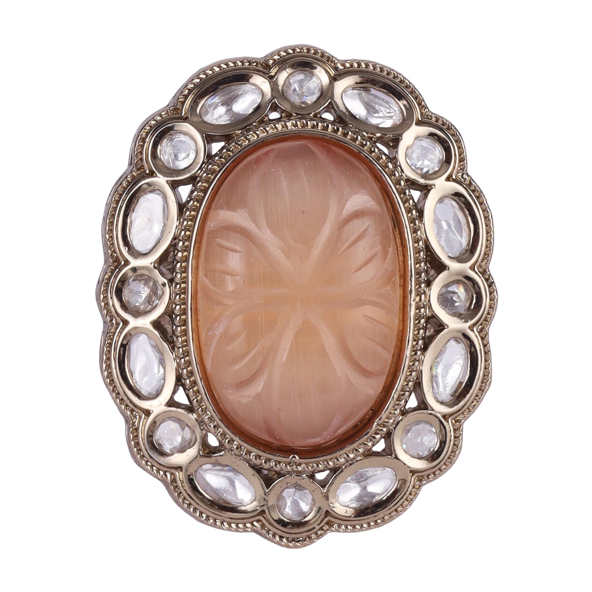 Saloni Fashion Jewellery Designer Round Shape Gold Plated Adjustable Finger Ring For Women and Girls