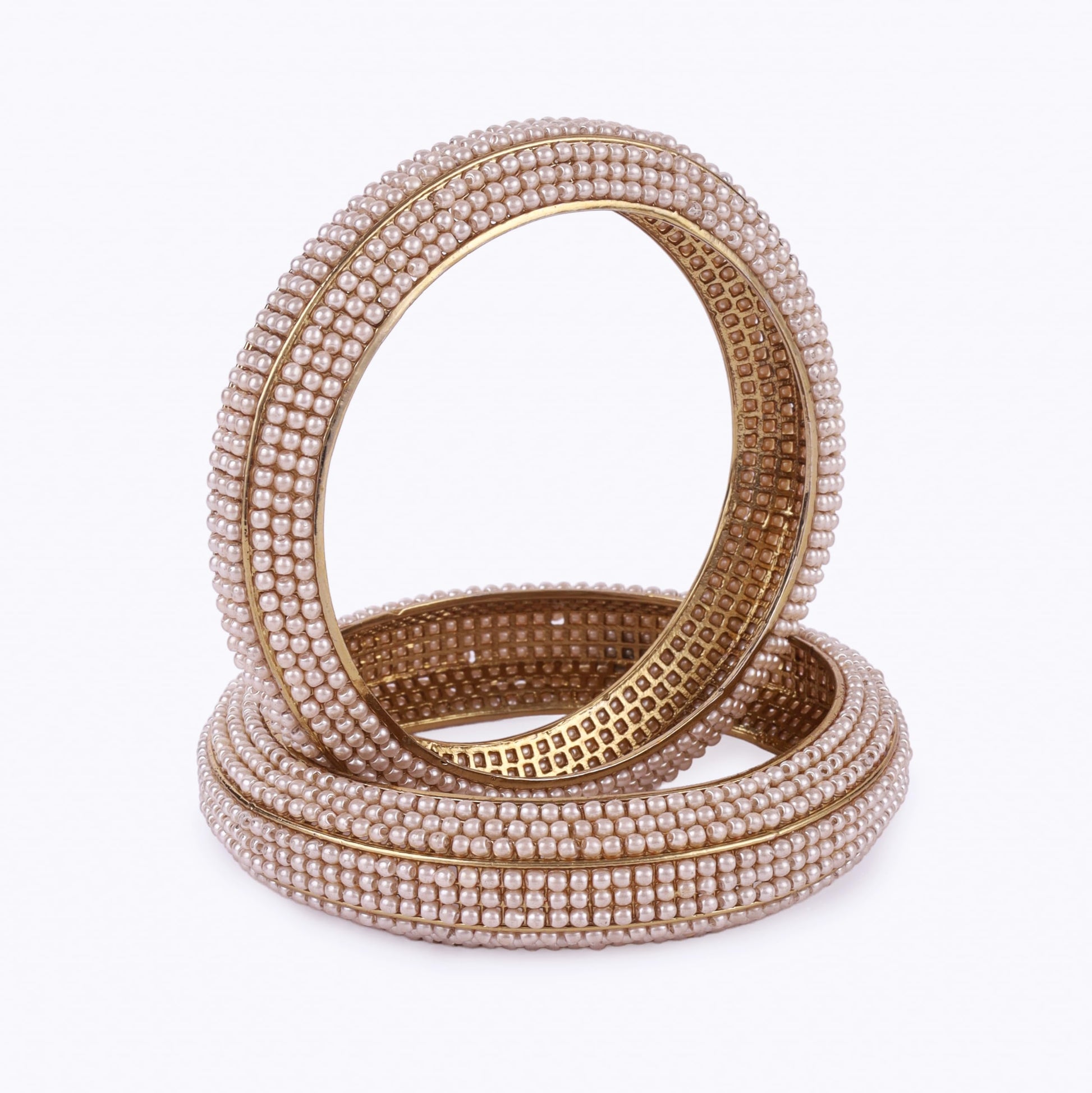 Saloni Fashion Jewellery Stylish Modish Gold Plated Pearl Set of 2 Bangles For Women