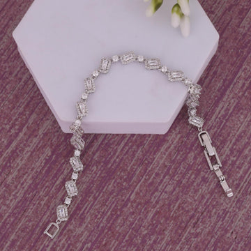 Saloni Fashion Jewellery Elegant Square Shape Silver Plated Free Size Charm Bracelet For Women