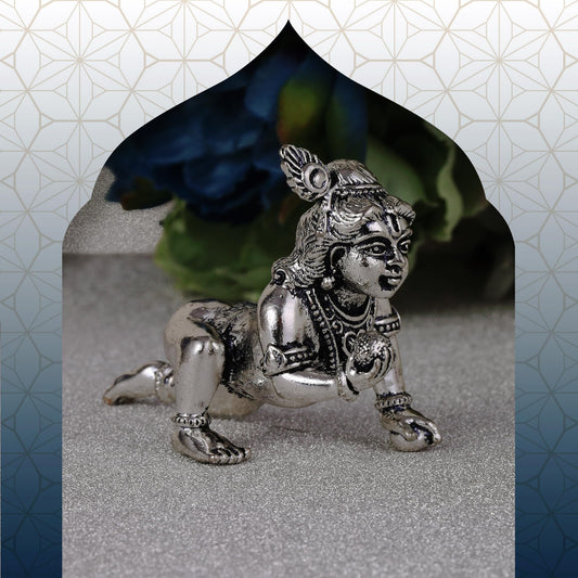 Saloni Fashion Jewellery Lord Krishna Silver Gold plated Idol/Murti Home And Office Decorative Gifting