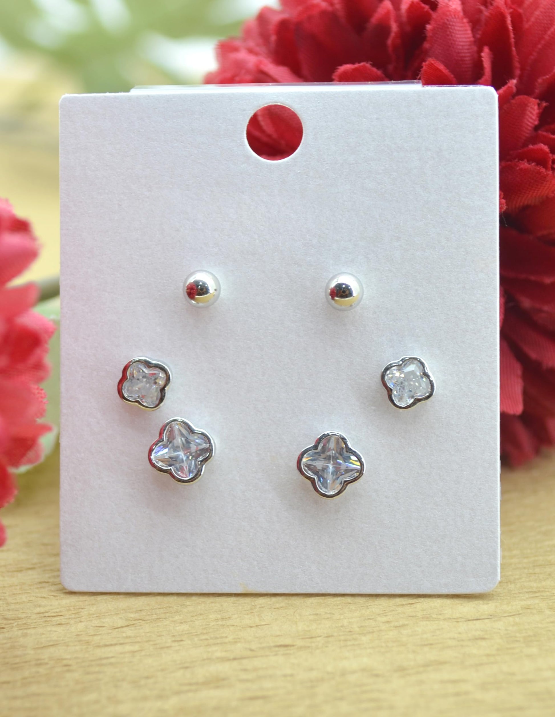 Saloni Fashion Jewellery Trendy Flower Desing Combo of 3 Silver Plated Stud Earring For Women and Girls