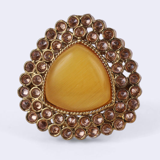 Saloni Fashion Jewellery Common Oval Shape Gold Plated Adjustable Finger Ring For Women and Girls